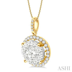 Round Shape Halo Lovebright Essential Diamond Pendant