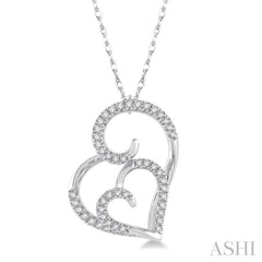 Double Heart Shape Diamond Fashion Pendant