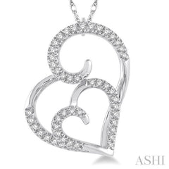 Double Heart Shape Diamond Fashion Pendant