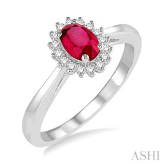 Oval Shape Gemstone & Halo Diamond Ring