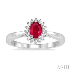 Oval Shape Gemstone & Halo Diamond Ring