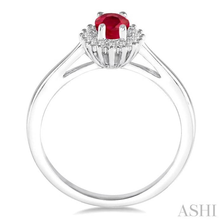 Oval Shape Gemstone & Halo Diamond Ring