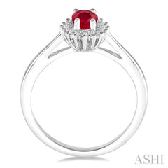 Oval Shape Gemstone & Halo Diamond Ring