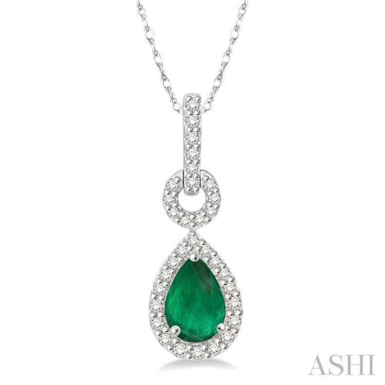 Pear Shape Gemstone & Halo Diamond Pendant