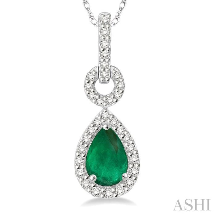 Pear Shape Gemstone & Halo Diamond Pendant