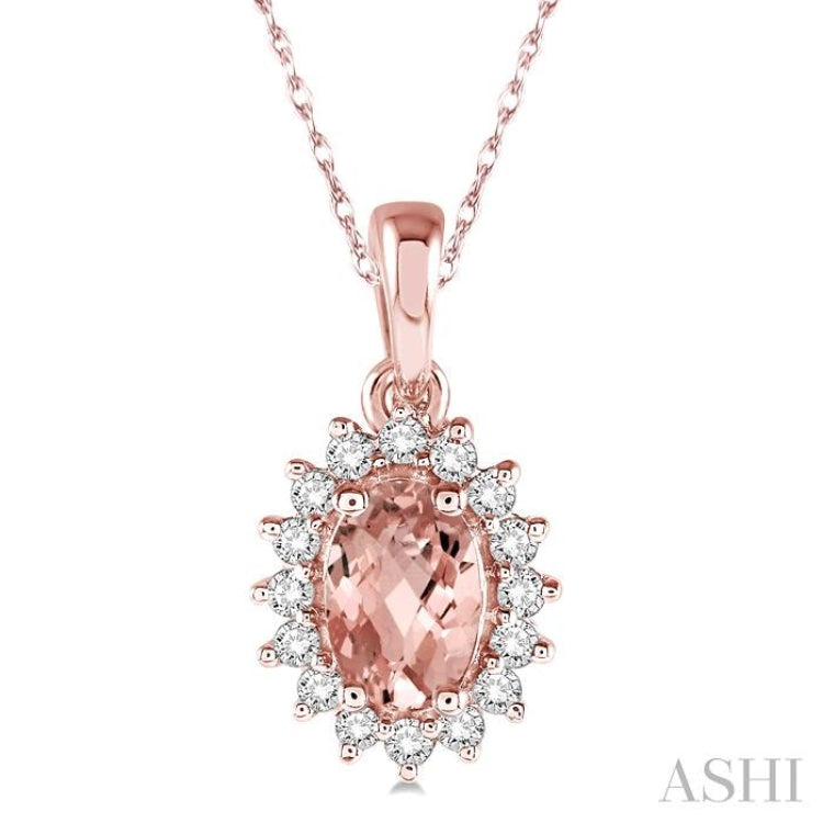 Oval Shape Gemstone & Halo Diamond Pendant