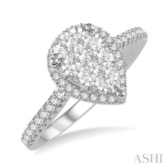 Pear Shape Halo Lovebright Essential Diamond Engagement Ring