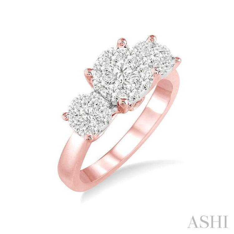 Round Shape Past Present & Future Lovebright Essential Diamond Engagement Ring