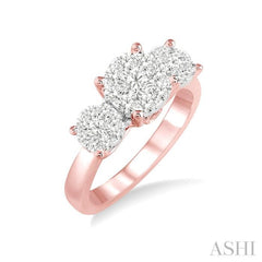 Round Shape Past Present & Future Lovebright Essential Diamond Engagement Ring