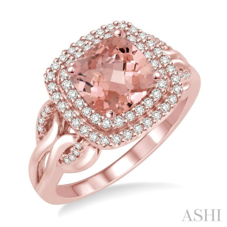 Cushion Shape Gemstone & Halo Diamond Ring