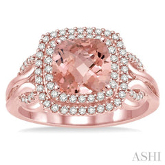 Cushion Shape Gemstone & Halo Diamond Ring