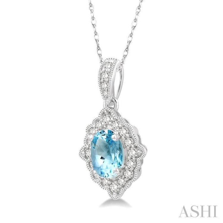 Oval Shape Gemstone & Halo Diamond Pendant