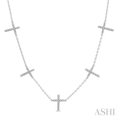 Cross Diamond Station Necklace