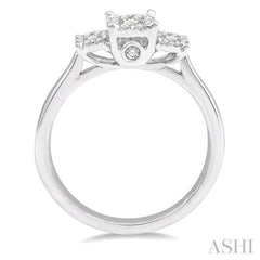 Round Shape Past Present & Future Lovebright Essential Diamond Engagement Ring