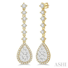 Pear Shape Halo Lovebright Diamond Long Earrings