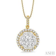 Round Shape Halo Lovebright Essential Diamond Pendant