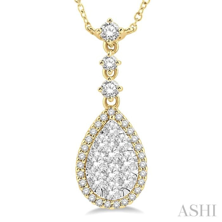 Pear Shape Halo Lovebright Diamond Necklace