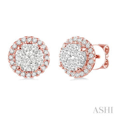 Round Shape Halo Lovebright Essential Diamond Earrings