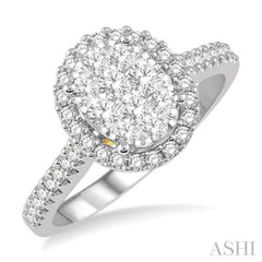 Oval Shape Halo Lovebright Essential Diamond Engagement Ring