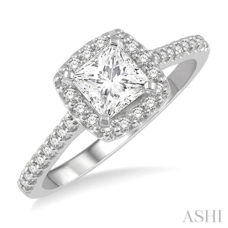 Princess Shape Halo Diamond Engagement Ring