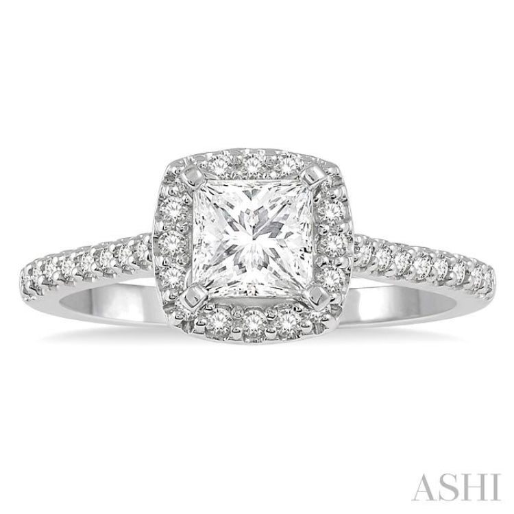 Princess Shape Halo Diamond Engagement Ring