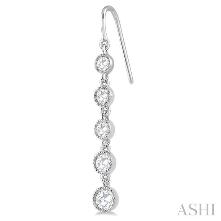 Rose Cut Diamond Long Earrings