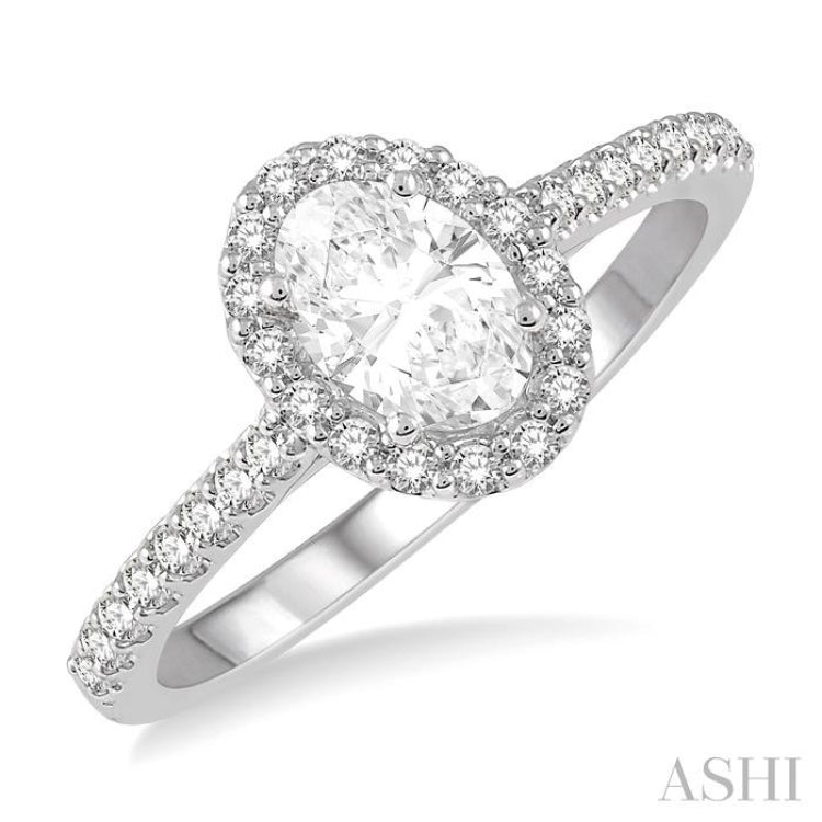 Oval Shape Halo Diamond Engagement Ring