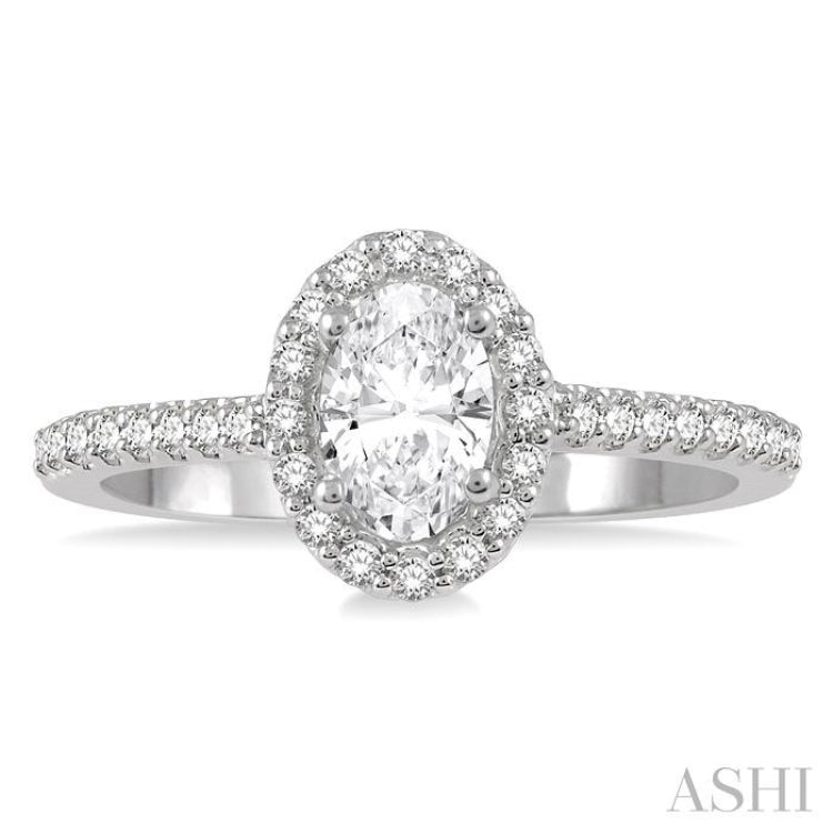 Oval Shape Halo Diamond Engagement Ring