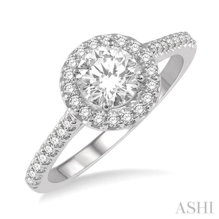 Round Shape Halo Diamond Engagement Ring