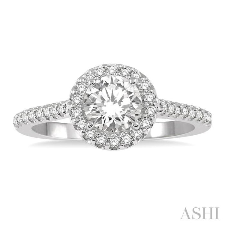 Round Shape Halo Diamond Engagement Ring