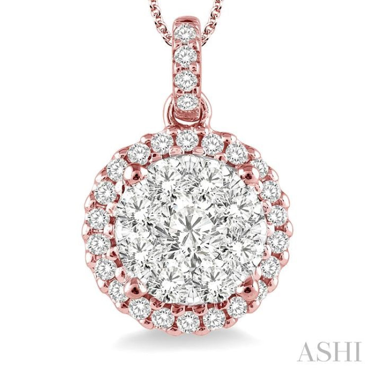 Round Shape Halo Lovebright Essential Diamond Pendant