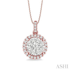 Round Shape Halo Lovebright Essential Diamond Pendant