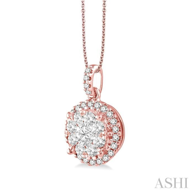 Round Shape Halo Lovebright Essential Diamond Pendant