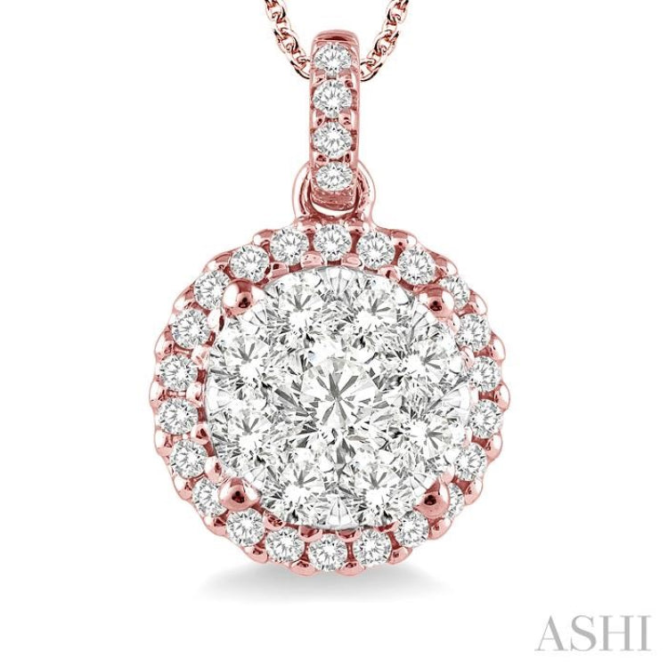 Round Shape Halo Lovebright Essential Diamond Pendant