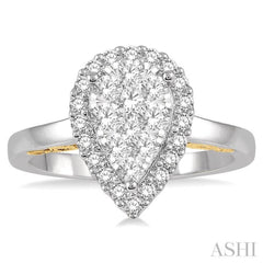 Pear Shape Halo Lovebright Essential Diamond Ring