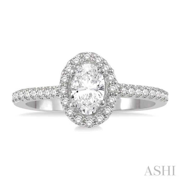 Oval Shape Halo Diamond Engagement Ring