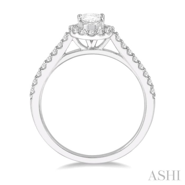 Oval Shape Halo Diamond Engagement Ring