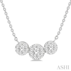 Round Shape Past Present & Future Lovebright Essential Diamond Necklace