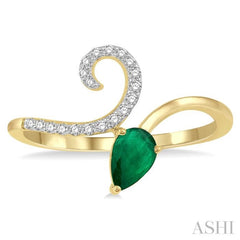 Pear Shape Gemstone & Diamond Ring