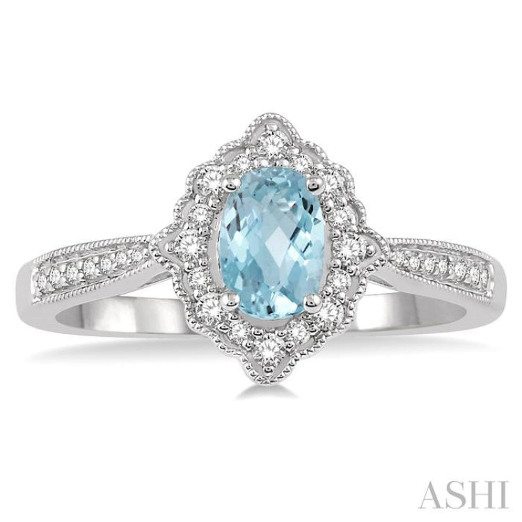 Oval Shape Gemstone & Halo Diamond Ring