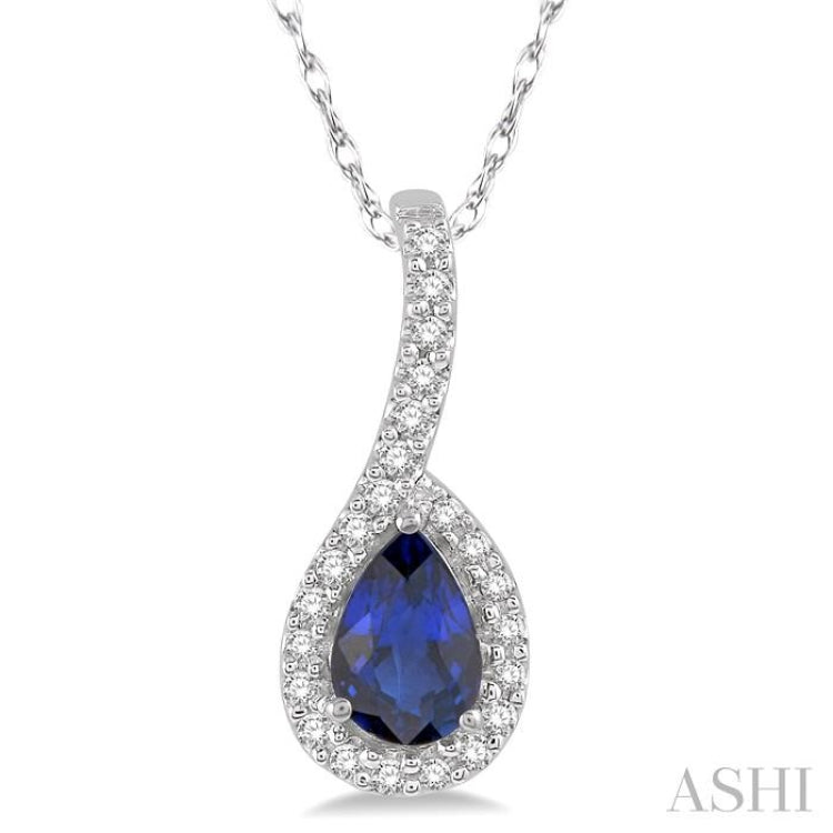 Pear Shape Gemstone & Halo Diamond Pendant