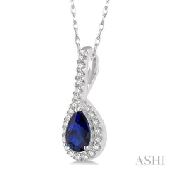 Pear Shape Gemstone & Halo Diamond Pendant