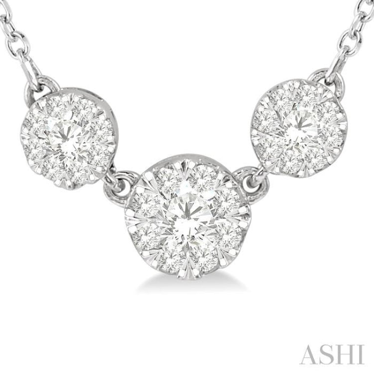 Round Shape Past Present & Future Lovebright Essential Diamond Necklace