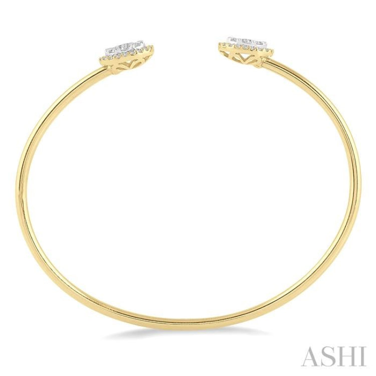 Stackable Oval Shape Halo Lovebright Essential Diamond Open Cuff Bangle