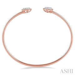 Stackable Round Shape Halo Lovebright Essential Diamond Open Cuff Bangle