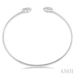 Stackable Round Shape Halo Lovebright Essential Diamond Open Cuff Bangle