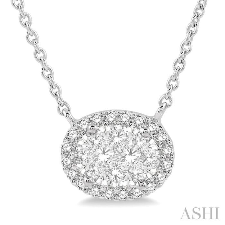 Oval Shape East-West Halo Lovebright Essential Diamond Necklace