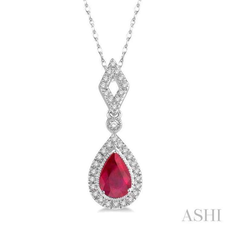 Pear Shape Gemstone & Halo Diamond Pendant