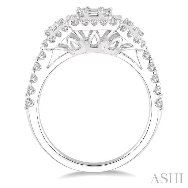 Past Present & Future Halo Fusion Diamond Engagement Ring