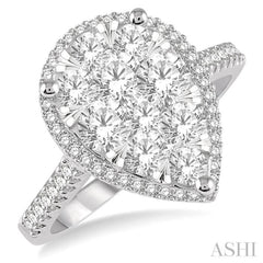 Pear Shape Halo Lovebright Essential Diamond Engagement Ring